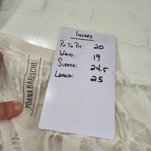 Anthropologie Baraschi Cyber Fairy Cream Sheer Cardigan Womens Lg Cut Out Future - Picture 5 of 8